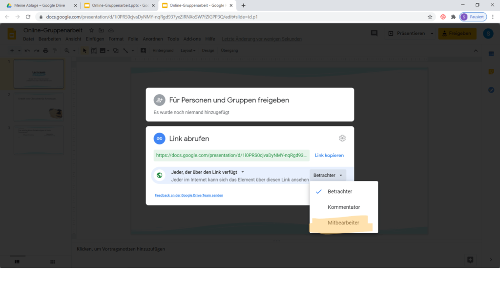 Tutorial Gruppenarbeit mit Google Drive
