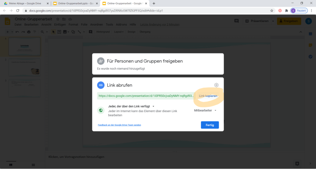 Tutorial Gruppenarbeit mit Google Drive