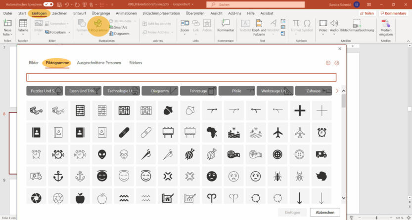 Präsentationsfolien PowerPoint Piktogramme