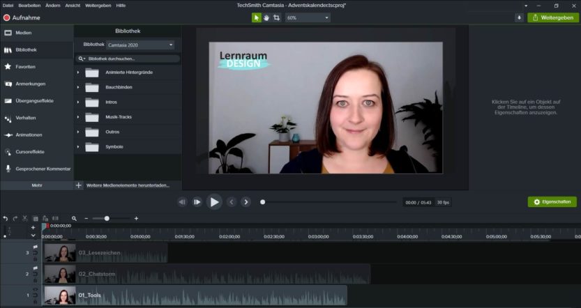 Nachbearbeitung mit Camtasia