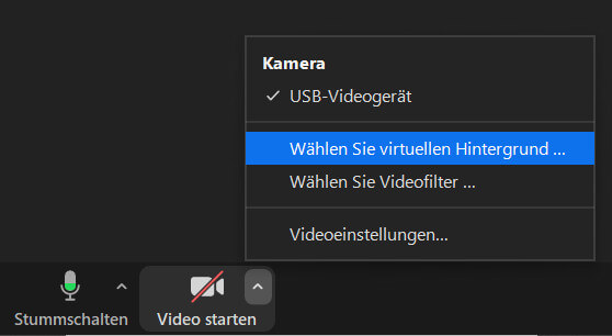Virtueller Hintergrund in Zoom