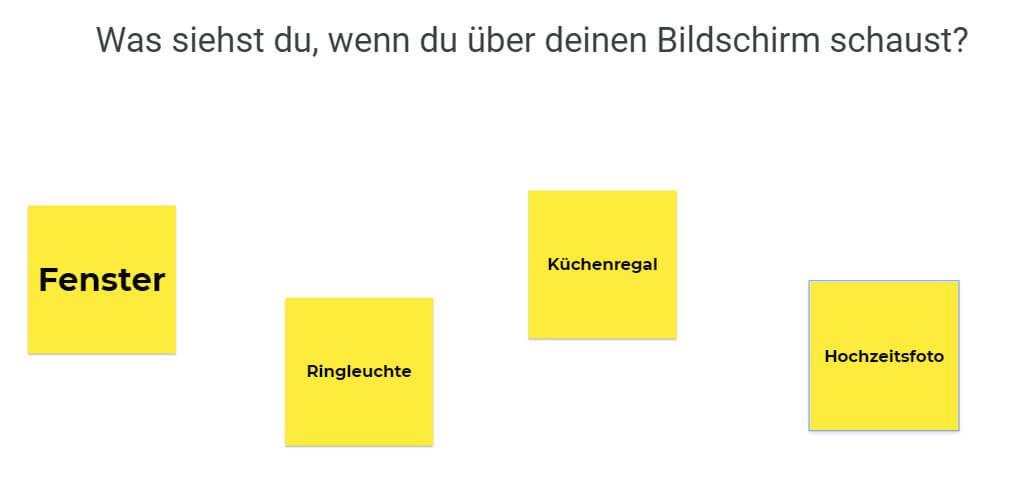 Check-in auf einem virtuellen Whiteboard