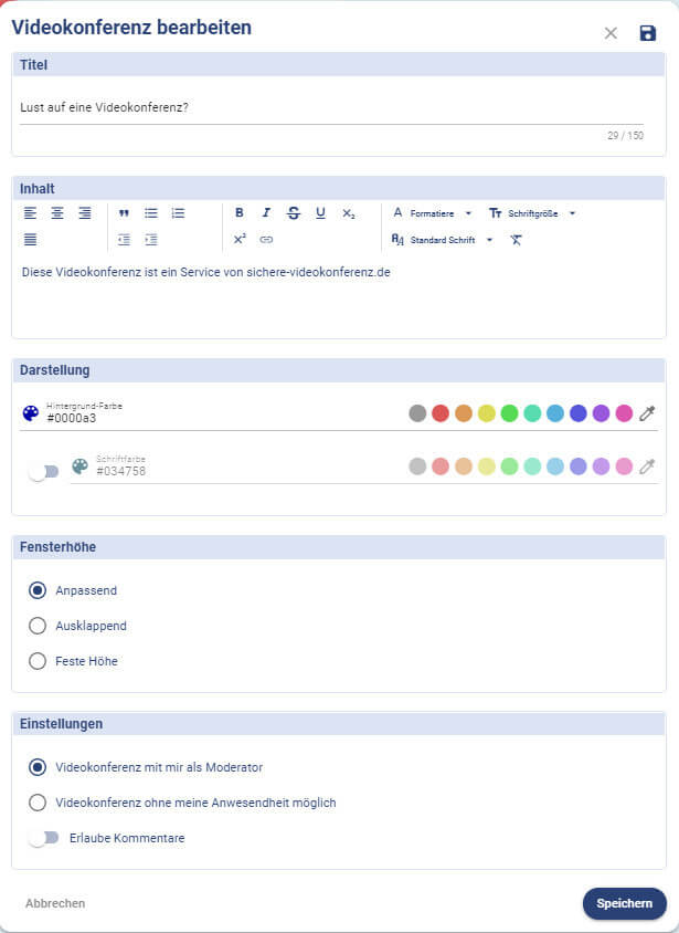 TaskCards: Videokonferenz