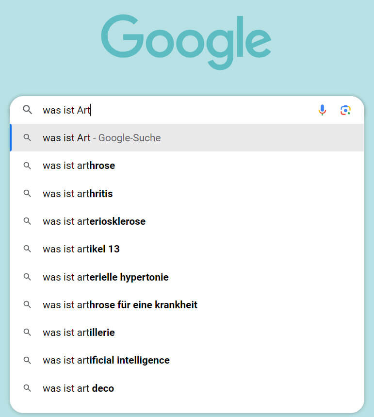 Screenshot Google Autovervollständigung
