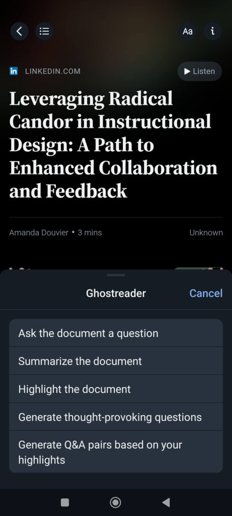 Readwise Reader Ghostreader